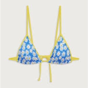 Frankie's Bikinis Blue and Yellow Bikini Top